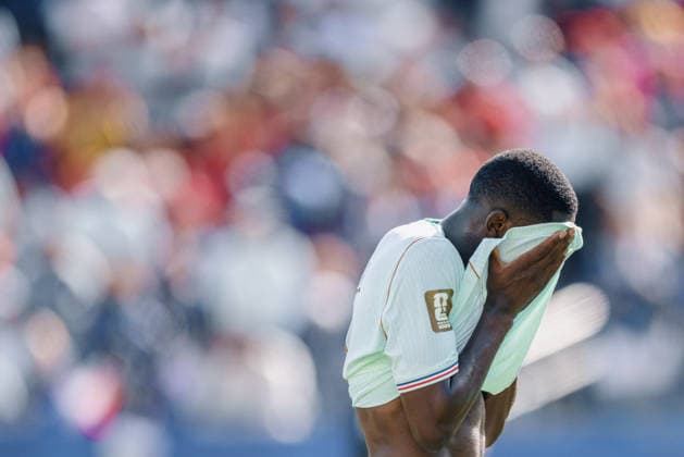 France vs. Morocco BOSTON, MA - 09.07.2026: FRANCE VS. MOROCCO - France& 39;s Dembele Ousmaneda laments a missed opportunity during the match between France and Morocco, valid for the quarterfinals of the 2026 World Cup, held at Gillette Stadium in Boston, United States. (Photo: Marcelo Machado de Melo Fotoarena) x2982362x  MarceloxMachadoxdexMelo