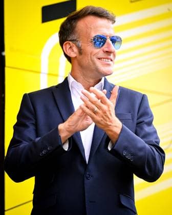 Tour de France 2026 Stage 6 GAVARNIE-CEDRE, FRANCE - JULY 09 : Macron Emmanuel president of France during stage 6 of the 113rd edition of Tour de France an UCI World Tour 2.UWT cycling road race stage for Men Elite of 186 km with start in Pau and finish in Gavarnie-Cedre on July 9, 2026 in Gavarnie-Cedre, France, 09 07 2026  Copyright: xTomasxSiskx