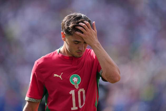 July 9, 2026, Foxborough, Massachusetts, United States: Brahim Diaz of Morocco looks on during the FIFA World Cup, WM, Weltmeisterschaft, Fussball 2026 Quarter Final match between France and Morocco at Boston Stadium on July 9, 2026 in Foxborough, Massachusetts. France V Morocco: Quarter Final - FIFA World Cup 2026  - ZUMAa181 20260709_zaa_a181_036 Copyright: xJosexBretonx