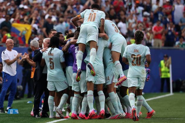 FIFA World Cup, WM, Weltmeisterschaft, Fussball 2026 quarterfinals - France vs Morocco Players of France celebrate scoring the 2-0 goal during the FIFA World Cup 2026 quarterfinals match France against Morocco, in Boston, Massachusetts, USA, 09 July 2026. BOSTON United States  Copyright: xSARAHxYENESELx