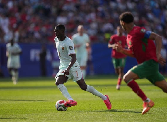 France v Morocco - FIFA World Cup, WM, Weltmeisterschaft, Fussball 2026 - Quarter Final FOXBOROUGH, USA - JULY 9: Ousmane Dembele (7) of France in action during the 2026 FIFA World Cup Quarter Final match between France and Morocco at Boston Stadium (Gillette Stadium) in Foxborough, Massachusetts, United States on July 9, 2026 Jose Hernandez Anadolu Massachusetts United States. Editorial use only. Please get in touch for any other usage.  Copyright: x2026xAnadoluxJosexHernandezx