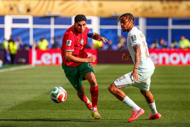 July 9, 2026, Foxborough, Massachusetts, USA: ACHRAF HAKIMI (CAPTAIN) of Morocco chases the ball during the 2026 FIFA World Cup, WM, Weltmeisterschaft, Fussball quarterfinal match at Boston Stadium in Massachusetts on July 9, 2026. Foxborough USA - ZUMAm283 20260709_zsp_m283_058 Copyright: xBillyxMyersx