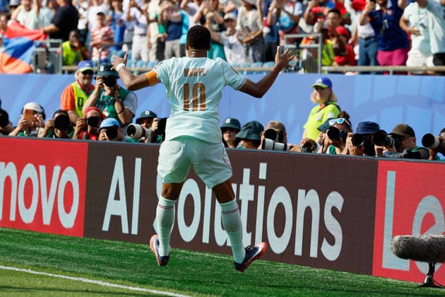 France v Morocco: Quarter Final - FIFA World Cup, WM, Weltmeisterschaft, Fussball 2026 Kylian Mbappe of France celebrates 1st goal during the FIFA World Cup 2026 Quarter Final match between France and Morocco at Boston Stadium on July 9, 2026 in Foxborough, United States. Foxborough Boston Stadium MA United States Copyright: xAllstarxPicturexLibraryxLtdx