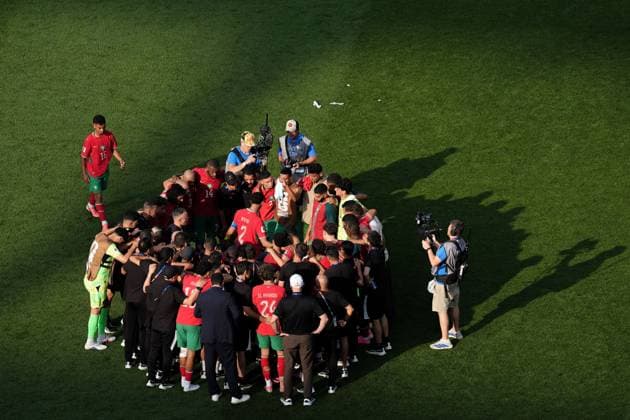 Morocco post match huddle France v Morocco, 2026 FIFA World Cup, WM, Weltmeisterschaft, Fussball Quarter-final, Football, Boston Stadium, Foxborough, Massachusetts, USA - - 09 Jul 2026Foxborough Boston Stadium Massachusetts (MA) United States of America  Copyright: xIsmaelxAdnan Shutterstockx 16984924by