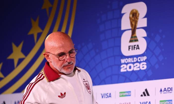 Luis de la Fuente head coach of Spain Spain press conference, PK, Pressekonferenz and Training, 2026 FIFA World Cup, WM, Weltmeisterschaft, Fussball International Football, Carson Sports Park, Los Angeles, USA - 09 Jul 2026Los Angeles California (CA) United States of America  Copyright: xMichaelxZemanek Shutterstockx 16984531al