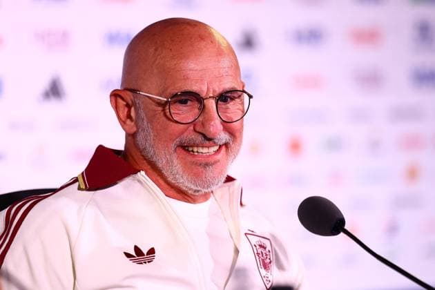 Luis de la Fuente head coach of Spain Spain press conference, PK, Pressekonferenz and Training, 2026 FIFA World Cup, WM, Weltmeisterschaft, Fussball International Football, Carson Sports Park, Los Angeles, USA - 09 Jul 2026Los Angeles California (CA) United States of America  Copyright: xMichaelxZemanek Shutterstockx 16984531ar