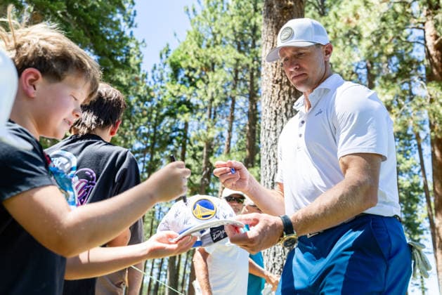 STATELINE, NV - JULY 09: Drew Brees signs autographs during the preview round of the American Century Championship on July 9, 2026 at Edgewood Tahoe Golf Course in Stateline, NV. (Photo by Matthew Huang Icon Sportswire) GOLF: JUL 09 American Century Championship EDITORIAL USE ONLY Icon260709099