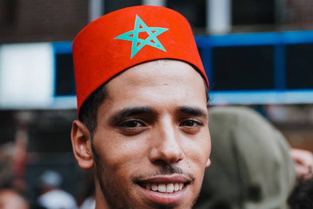 Morocco community celebrates despite defeat against France A Morocco soccer fan celebrates their team after the team™s defeat against France, in New York, New York, USA, 09 July 2026. New York New York UNITED STATES  Copyright: xOLGAxFEDOROVAx