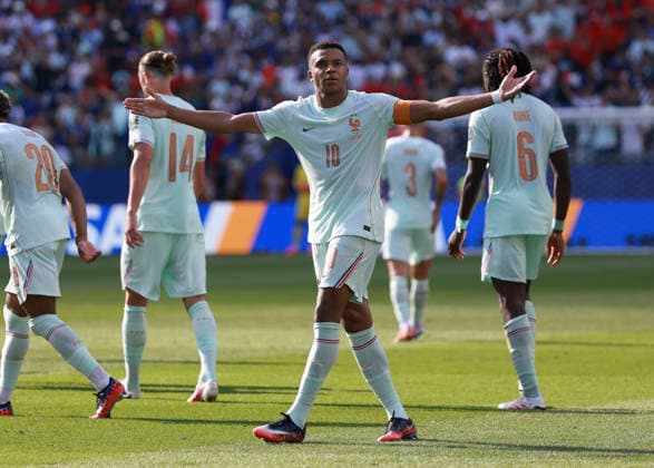 260710 -- BOSTON, July 10, 2026 -- Kylian Mbappe of France celebrates scoring during the quarter final match between France and Morocco at the 2026 FIFA World Cup, WM, Weltmeisterschaft, Fussball at Boston Stadium in Boston, the United States, July 9, 2026. SPU.S.-BOSTON-FOOTBALL-FIFA WORLD CUP-QUARTER FINAL-FRA VS MAR HuxXingyu  (SP)U.S.-BOSTON-FOOTBALL-FIFA WORLD CUP-QUARTER FINAL-FRA VS MAR IMAGO HuxXingyu  imago images 0861209117