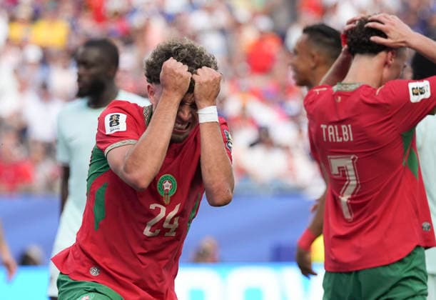 260710 -- BOSTON, July 10, 2026 -- Neil El Aynaoui of Morocco reacts after missing a chance to score during the quarter final match between France and Morocco at the 2026 FIFA World Cup, WM, Weltmeisterschaft, Fussball at Boston Stadium in Boston, the United States, July 9, 2026. SPU.S.-BOSTON-FOOTBALL-FIFA WORLD CUP-QUARTER FINAL-FRA VS MAR LuixSiuxWai  (SP)U.S.-BOSTON-FOOTBALL-FIFA WORLD CUP-QUARTER FINAL-FRA VS MAR IMAGO LuixSiuxWai  imago images 0861210678
