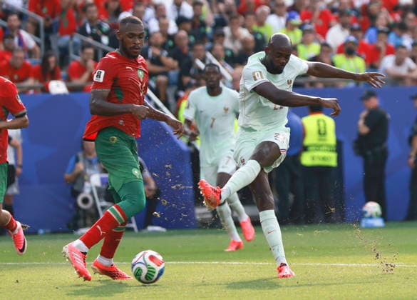 (260710) -- BOSTON, July 10, 2026 -- Jean-Philippe Mateta (R) of France competes during the quarter final match between France and Morocco at the 2026 FIFA World Cup, WM, Weltmeisterschaft, Fussball at Boston Stadium in Boston, the United States, July 9, 2026. ) (SP)U.S.-BOSTON-FOOTBALL-FIFA WORLD CUP-QUARTER FINAL-FRA VS MAR HuxXingyu 