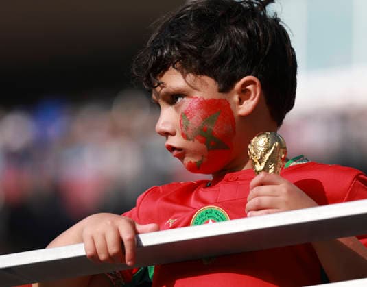 (260710) -- BOSTON, July 10, 2026 -- A fan of Morocco is pictured during the quarter final match between France and Morocco at the 2026 FIFA World Cup, WM, Weltmeisterschaft, Fussball at Boston Stadium in Boston, the United States, July 9, 2026. ) (SP)U.S.-BOSTON-FOOTBALL-FIFA WORLD CUP-QUARTER FINAL-FRA VS MAR HuxXingyu 