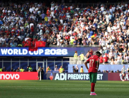 (260710) -- BOSTON, July 10, 2026 -- Amine Sbai of Morocco reacts after the quarter final match between France and Morocco at the 2026 FIFA World Cup, WM, Weltmeisterschaft, Fussball at Boston Stadium in Boston, the United States, July 9, 2026. ) (SP)U.S.-BOSTON-FOOTBALL-FIFA WORLD CUP-QUARTER FINAL-FRA VS MAR XuxZijian 