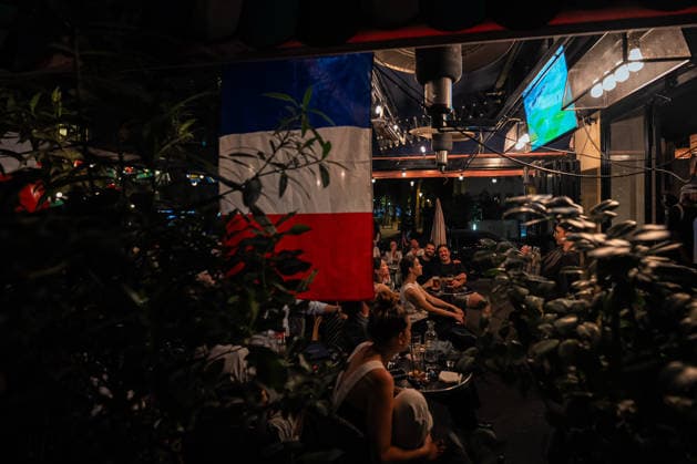 (260710) -- PARIS, July 10, 2026 -- Fans watch a broadcast of the 2026 FIFA World Cup, WM, Weltmeisterschaft, Fussball quarterfinal football match between France and Morocco in Paris, France, July 9, 2026. (Photo by Xinhua) (SP)FRANCE-PARIS-FIFA WORLD CUP-FRANCE VS MOROCCO-FANS AurelienxMorissard 