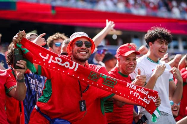 January 11, 2026, Foxborough, United States of America: FOXBOROUGH, MASSACHUSETTS, UNITED STATES Ã¢â‚¬ JULY 9, 2026: Morocco supporters show scarves and smile from the stands during the FIFA World Cup, WM, Weltmeisterschaft, Fussball 2026 quarter-final match at Boston Stadium in Foxborough, Massachusetts, United States, on July 9, 2026. JNA Press Quarter-Final In Foxborough: France And Morocco Face Off In FIFA World Cup 2026  - ZUMAq101 0861211429st Copyright: xAymanxArefx