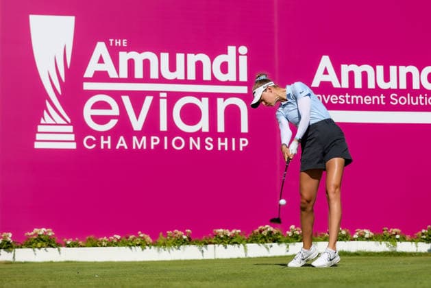 EVIAN-LES-BAINS, FRANCE - 09.07.2026: Nelly Korda (USA) of The Amundi Evian Championship at the Evian Resort Golf Club on July 09, 2026 in Evian-les-Bains, France.