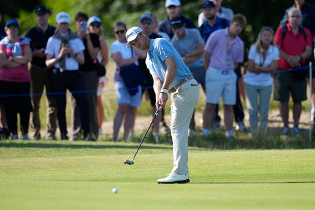 NORTH BERWICK, SCOTLAND - JULY 10: Justin Thomas putts on the tenth green during Round 2 of the Genesis Scottish Open at the Renaissance Club, North Berwick on July 10, 2026 in North Berwick, Scotland Genesis Scottish Open Round 2