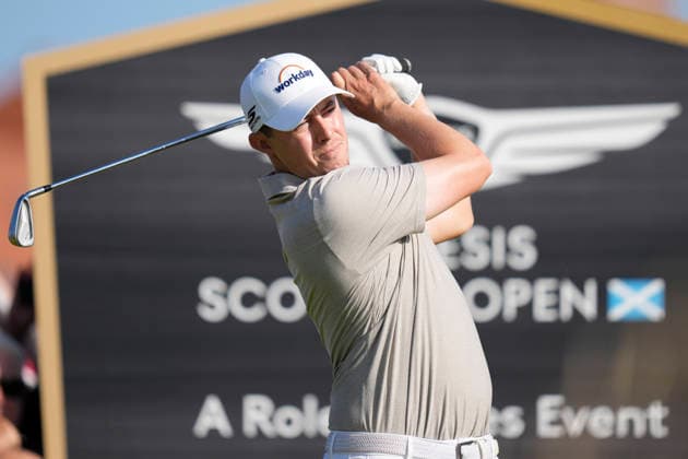NORTH BERWICK, SCOTLAND - JULY 10: Matt Fitzpatrick plays from the tenth tee during Round 2 of the Genesis Scottish Open at the Renaissance Club, North Berwick on July 10, 2026 in North Berwick, Scotland Genesis Scottish Open Round 2