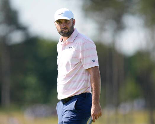 NORTH BERWICK, SCOTLAND - JULY 10: Scottie Scheffler waits on the twelfth green during Round 2 of the Genesis Scottish Open at the Renaissance Club, North Berwick on July 10, 2026 in North Berwick, Scotland Genesis Scottish Open Round 2