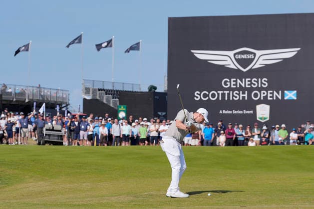 NORTH BERWICK, SCOTLAND - JULY 10: Matt Fitzpatrick chips to the 14th green during Round 2 of the Genesis Scottish Open at the Renaissance Club, North Berwick on July 10, 2026 in North Berwick, Scotland Genesis Scottish Open Round 2