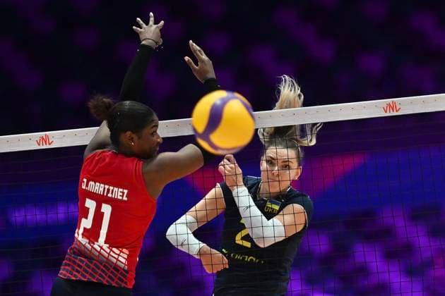 RECORD DATE NOT STATED HONG KONG-SPORTS Volleyball Nations League Hong Kong Diana Meliushkyna (No.2) from team Ukraine during the match between Dominican Republic and Ukraine at Volleyball Nations League Hong Kong 2026 in Hong Kong, July 10, 2026.NEXPHER Kobe Li Hong Kong