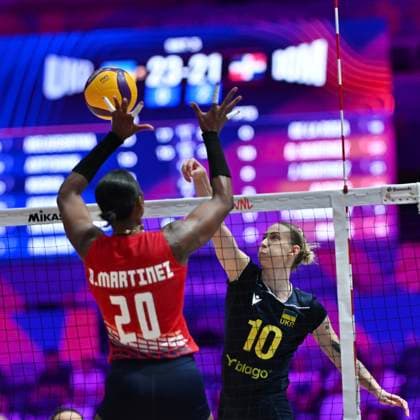 RECORD DATE NOT STATED HONG KONG-SPORTS Volleyball Nations League Hong Kong Valeriia Nudha (No.10) from team Ukraine during the match between Dominican Republic and Ukraine at Volleyball Nations League Hong Kong 2026 in Hong Kong, July 10, 2026.NEXPHER Kobe Li Hong Kong
