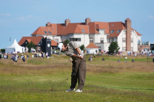 RECORD DATE NOT STATED 10th July 2026; The Renaissance Club, North Berwick, East Lothian, Scotland: Genesis Scottish Open Golf, Day Two; Tommy Fleetwood plays his second shot from the rough toward the green on the 10th hole during the second round of the Genesis Scottish Open AlecxBrown