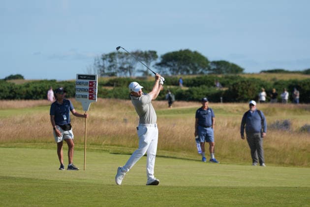RECORD DATE NOT STATED 10th July 2026; The Renaissance Club, North Berwick, East Lothian, Scotland: Genesis Scottish Open Golf, Day Two; Matt Fitzpatrick plays his second shot from the fairway on the 10th hole during the second round of the Genesis Scottish Open AlecxBrown