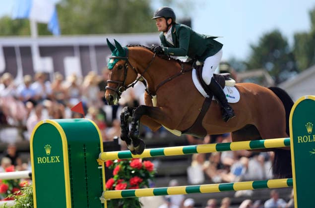 FALSTERBO, SWEDEN 20260710 Darragh Kenny from Ireland on the horse Eddy Blue during the Falsterbo Nations Cup International jumping during the Falsterbo horse show in Falsterbo, Sweden July 10, 2026. FALSTERBO SWEDEN x10600x *** FALSTERBO, SWEDEN July 10, 2026 Darragh Kenny of Ireland riding Eddy Blue during the Falsterbo Nations Cup International show jumping competition at the Falsterbo Horse Show in Falsterbo, Sweden, on July 10, 2026 FALSTERBO SWEDEN x10600x  Copyright: xAndreasxHillergren TTx FALSTERBO HORSE SHOW 2026