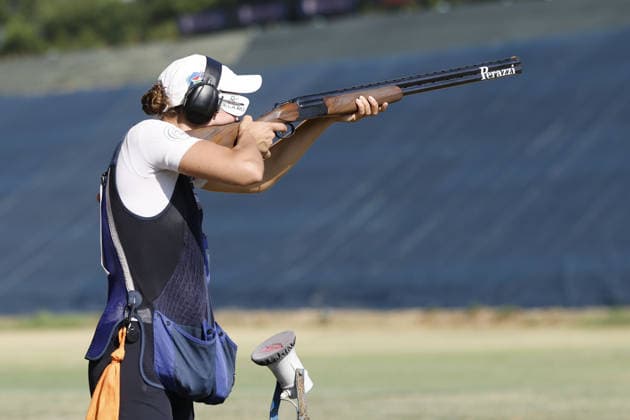 IPA86568638 - Erica Sessa of Italy competes on the fourth day of the ISSF World Cup Shotgun event at the Concaverde Shooting Range on July 10, 2026, in Lonato del Garda, Italy.  Copyright: xRichardxMorgano IPAxSportx xx 86568638