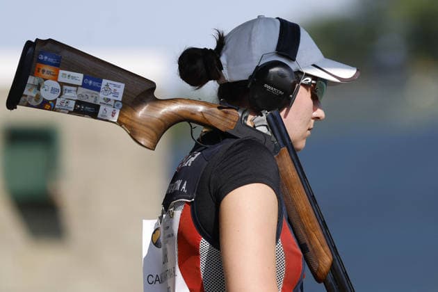 OTHER - Shooting - ISSF World Cup Shotgun Photo by IPA ABACAPRESS.COM86568594 - Campos-Martyn Augusta Rose of Puerto Rico reacts during the fourth day of the ISSF World Cup Shotgun competition at the Concaverde Shooting Range on July 10, 2026, in Lonato del Garda, Italy. Lonato del Garda Italy  Copyright: xIPAxSport ABACAx