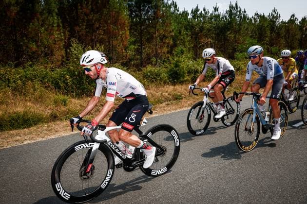 British Adam Yates of UAE Team Emirates XRG pictured in action during stage 7 of the 2026 Tour de France cycling race, 175km from Hagetmau to Bordeaux, on Friday 10 July 2026. The 113th edition of the Tour de France starts on Saturday 4 July in Barcelona, Spain, and will finish in Paris, France on the 26th of July. POOLxLUCAxBETTINI  x180880631x