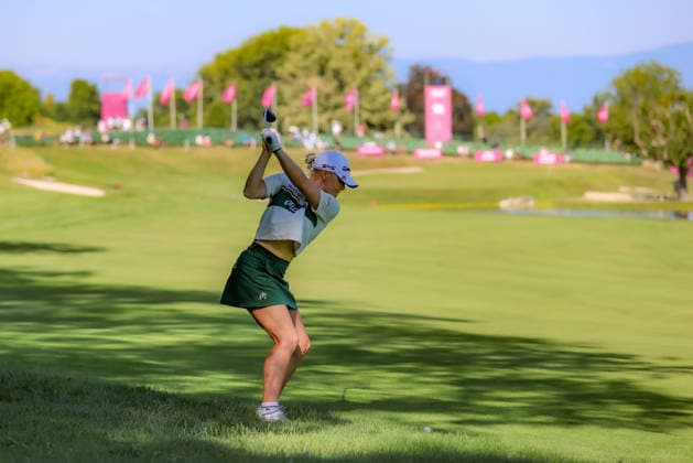 EVIAN-LES-BAINS, FRANCE - 10.07.2026: Charley Hull (ENG) of The Amundi Evian Championship at the Evian Resort Golf Club on July 10, 2026 in Evian-les-Bains, France.