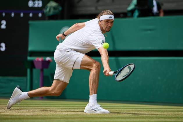 July 10, 2026, London, London, Great Britain: Alexander Zverev of Germany returns with backhand during The Championships Wimbledon , 10.7.2026 in London (All England Lawn Tennis and Croquet Club), Great Britain Tennis 2026: Grand Slam: The Championships Wimbledon: 12th Day: Semifinal: ZVEREV 7:6 6:2 6:4 FERY  - ZUMAs343 20260710_zsp_s343_064 Copyright: xMathiasxSchulzx