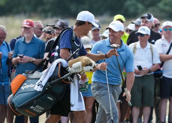 Rory McIlroy of Northern Ireland reacts after playing a good chip shot on the 7th green. Genesis Scottish Open, Golf, The Renaissance Club, North Berwick, Scotland, UK - 10 Jul 2026North Berwick The Renaissance Club Scotland United Kingdom  Copyright: xShutterstockx 16984081cc