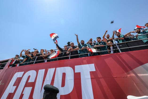 Egypt national football team welcomed back home after 2026 FIFA World Cup, WM, Weltmeisterschaft, Fussball elimination EL-ALAMEIN, EGYPT - JULY 10: Fans gather to welcome members of the Egypt National Football Team upon their arrival at El-Alamein Airport after being eliminated by Argentina from the 2026 FIFA World Cup, in El-Alamein, Egypt, on July 10, 2026. Mohamed Elshahed Anadolu El-Alamein Egypt. Editorial use only. Please get in touch for any other usage.  Copyright: x2026xAnadoluxMohamedxElshahedx