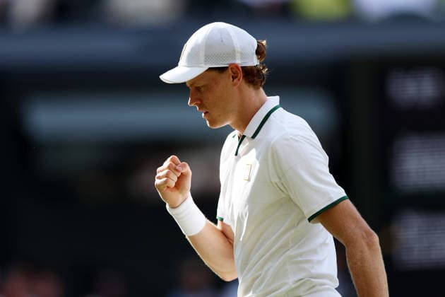 Jannik Sinner celebrates during his semi final match Wimbledon Tennis Championships, Day 12, The All England Lawn Tennis and Croquet Club, London, UK - 10 Jul 2026London The All England Lawn Tennis and United Kingdom  Copyright: xKieranxMcManus Shutterstockx 16981026fh