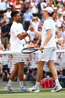 Jannik Sinner celebrates winning his semi final match against Novak Djokovic Wimbledon Tennis Championships, Day 12, The All England Lawn Tennis and Croquet Club, London, UK - 10 Jul 2026London The All England Lawn Tennis and United Kingdom  Copyright: xJamesxMarsh Shutterstockx 16981029fo
