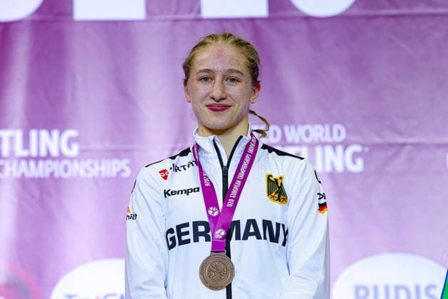 2025 U23 Wrestling World Championships Podium 53kg WW - Bronze: Fiona Sophie Gasser (GER) *** 2025 U23 Wrestling World Championships, 53kg WW, Bronze Medal: Fiona Sophie Gasser (GER)