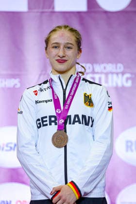 2025 U23 Wrestling World Championships Podium 53kg WW - Bronze: Fiona Sophie Gasser (GER) *** 2025 U23 Wrestling World Championships, 53kg WW, Bronze Medal: Fiona Sophie Gasser (GER)