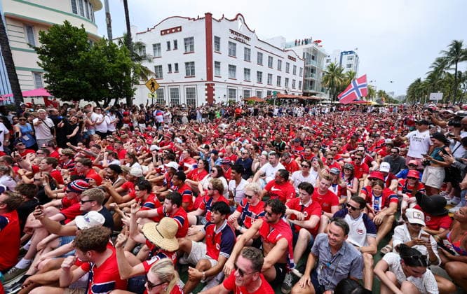 Football, 2026 FIFA World Cup, Norwegian fans celebrate in Miami Beach