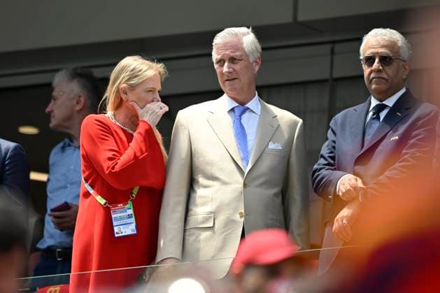 Spain vs Belgium - FIFA World Cup, WM, Weltmeisterschaft, Fussball 2026 LOS ANGELES, UNITED STATES OF AMERICA - JULY 10 : Van Damme Pascale president of Belgium, King Philippe of Belgium pictured during the FIFA World Cup 2026 round of 8 match between Spain and Belgium at the SoFi stadium on July 10, 2026 in Los Angeles, United States of America, 10 07 2026 Los Angeles United States of America  Copyright: xNicoxVereeckenx