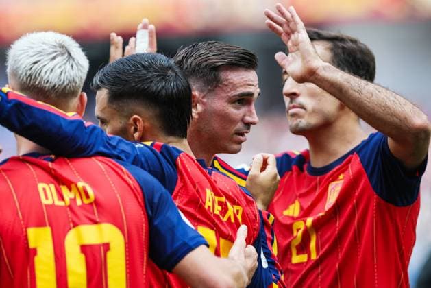 Spain s Fabian Ruiz celebrates after scoring during a soccer game between Spain and Belgian national team, Nationalteam Red Devils, on Friday 10 July 2026 in Los Angeles, USA, in the 1 4 finals of the FIFA World Cup, WM, Weltmeisterschaft, Fussball 2026. BRUNOxFAHY  x180901038x