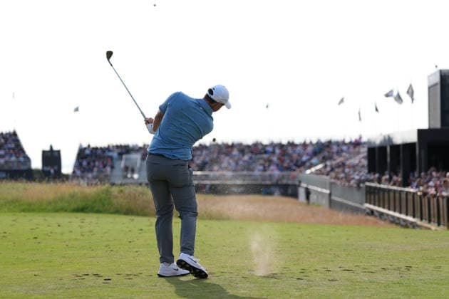 RECORD DATE NOT STATED 10th July 2026; The Renaissance Club, North Berwick, East Lothian, Scotland: Genesis Scottish Open Golf, Day Two; Rory McIlroy plays his tee shot on the 15th hole during the second round of the Genesis Scottish Open at The Renaissance Club AlecxBrown