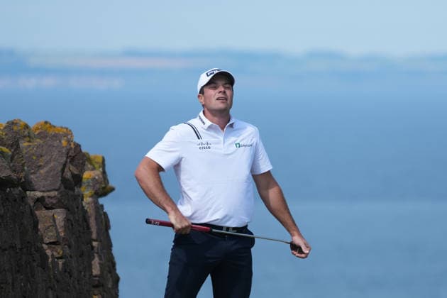 RECORD DATE NOT STATED 10th July 2026; The Renaissance Club, North Berwick, East Lothian, Scotland: Genesis Scottish Open Golf, Day Two; Victor Hovland shows frustration after a missed putt on the 5th hole during the second round of the Genesis Scottish Open AlecxBrown
