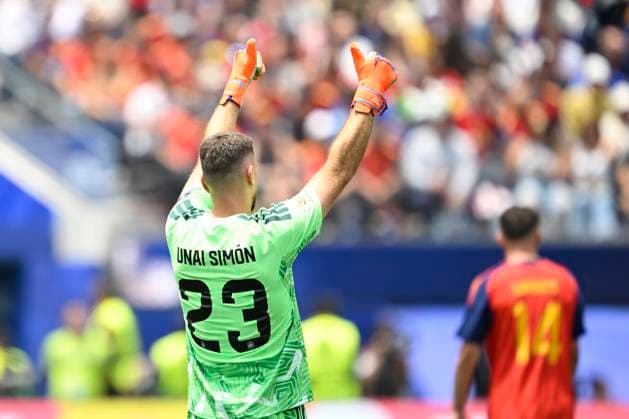 Spain vs Belgium - FIFA World Cup, WM, Weltmeisterschaft, Fussball 2026 LOS ANGELES, UNITED STATES OF AMERICA - JULY 10 : Simon Unai goalkeeper of Spain pictured during the FIFA World Cup 2026 round of 8 match between Spain and Belgium at the SoFi stadium on July 10, 2026 in Los Angeles, United States of America, 10 07 2026 Los Angeles United States of America  Copyright: xNicoxVereeckenx