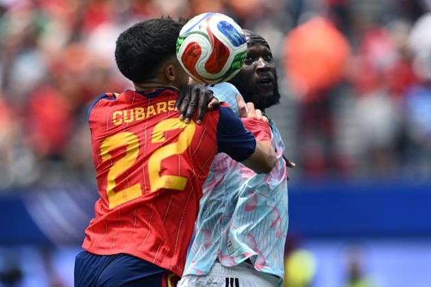Mg Los Angeles (Stati Uniti) 10 07 2026 - Mondiali di Calcio 2026 Spagna-Belgio foto Matteo Gribaudi Image nella foto: Pau Cubarsi-Romelu Lukaku 