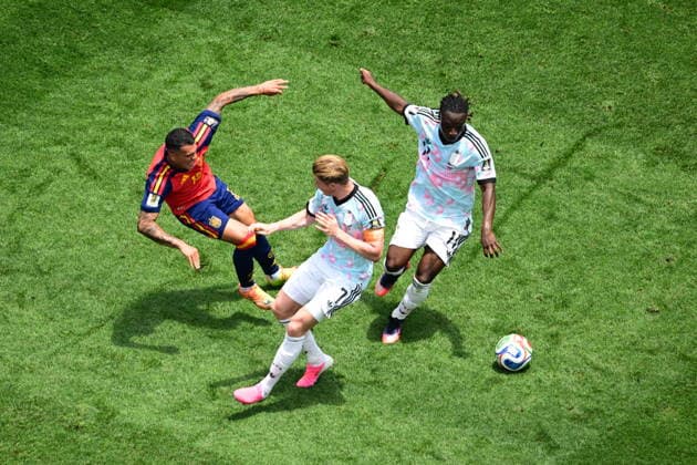 Spain v Belgium - FIFA World Cup, WM, Weltmeisterschaft, Fussball 2026 - Quarter Final INGLEWOOD, CALIFORNIA - JULY 10: Kevin De Bruyne (7) of Belgium in action during the 2026 FIFA World Cup Quarter Final match between Spain and Belgium at the Los Angeles Stadium (SoFi Stadium) in Inglewood, California, United States on July 10, 2026. Abdulhamid Hosbas Anadolu California United States. Editorial use only. Please get in touch for any other usage.  Copyright: x2026xAnadoluxAbdulhamidxHosbasx