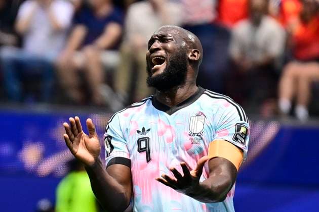 Spain vs Belgium - FIFA World Cup, WM, Weltmeisterschaft, Fussball 2026 LOS ANGELES, UNITED STATES OF AMERICA - JULY 10 : Lukaku Romelu forward of Belgium reacts after the goal of Merino Mikel midfielder of Spain pictured during the FIFA World Cup 2026 round of 8 match between Spain and Belgium at the SoFi stadium on July 10, 2026 in Los Angeles, United States of America, 10 07 2026 Los Angeles United States of America  Copyright: xJanxDexMeuleneirx