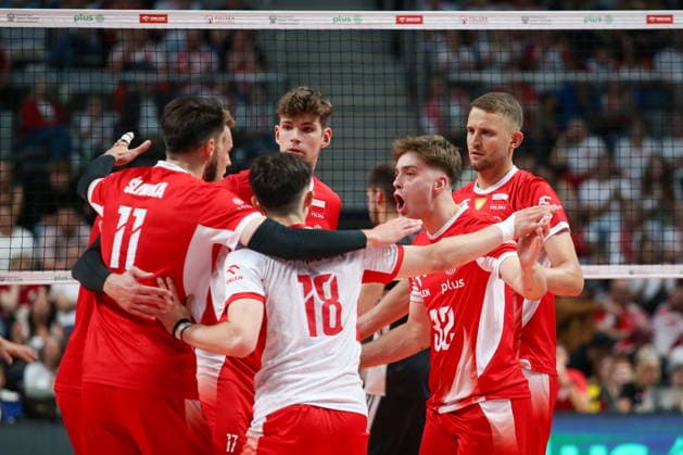 OLSZTYN 10.07.2026 TOWARZYSKI MECZ SIATKARZY: POLSKA - NIEMCY --- MENS VOLLEYBALL FRIENDLY MATCH IN OLSZTYN: POLAND - GERMANY ALEKSANDER SLIWKA JAKUB MAJCHRZAK MAKSYMILIAN GRANIECZNY MARCEL BAKAJ BARTLOMIEJ BOLADZ FOT. ANNA KLEPACZKO FOTOPYK NEWSPIX.PL --- newspix.pl POLAND OUT! 